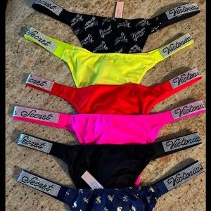 - VS 1 New SHINE STRAP RHINESTONE THONG PANTY BLING M,￼L XL NWT Choose Col…